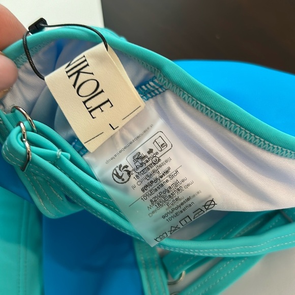 Hanna Nikole High Waisted Sporty Criss Cross Two Piece Swimsuit Colour Block - Picture 4 of 11